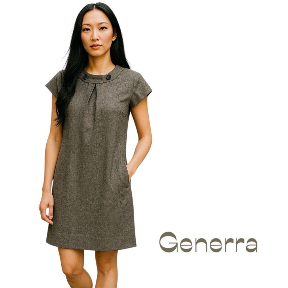 Anthropologie Generra Gray Tan Wool Tweed Academia Dress NWOT Size 4